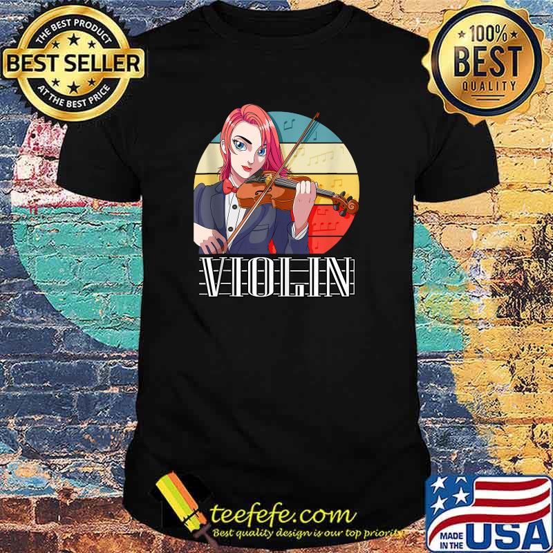 Violin Girl Violinist Music Fiddle Musician Vintage T-Shirt