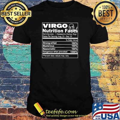 Virgo nutrition facts serving size shirt