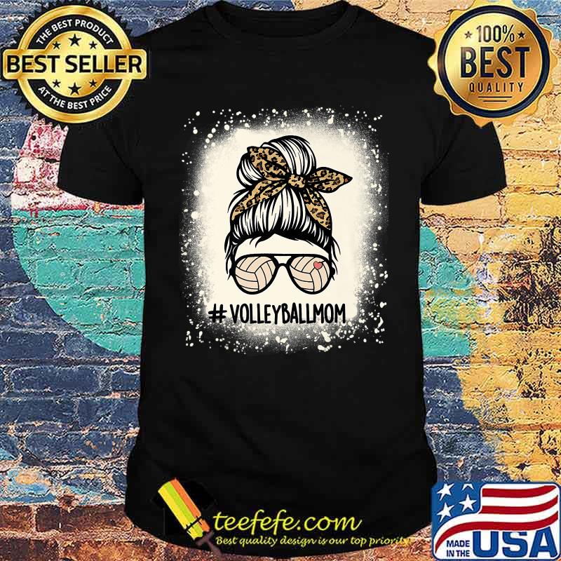 Volleyball Mom Volleyball Lover Mom Messy Bun Bleached Premium T-Shirt