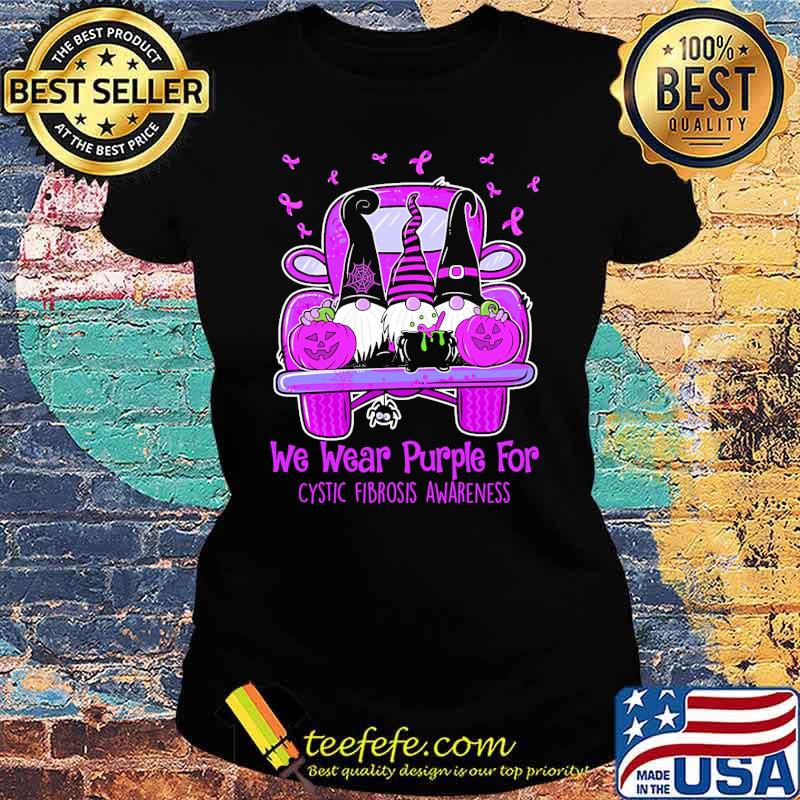 We Wear Purple For Cystic Fibrosis Awareness Gnome Shirt Ladies tee We Wear Purple For Cystic Fibrosis Awareness Gnome Shirt Ladies tee