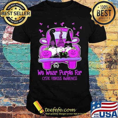 We Wear Purple For Cystic Fibrosis Awareness Gnome Shirt