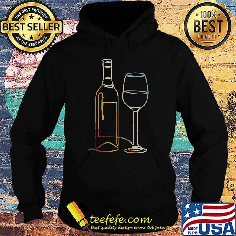 Wine Bottle Glass Line Art T-Shirt Hoodie Wine Bottle Glass Line Art T-Shirt Hoodie