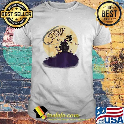 Witch Riding Broom Full Moon Witches Ride Halloween T-Shirt
