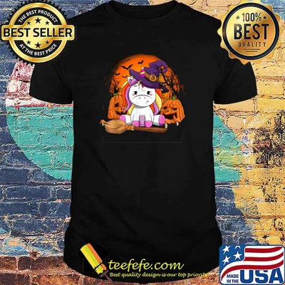 Witchy Unicorn Pumpkin Halloween T-Shirt