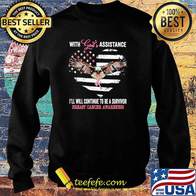 With gods assistance ill will continue to be a survivor breast cancer awareness eagle usa flag s Sweater With gods assistance ill will continue to be a survivor breast cancer awareness eagle usa flag s Sweater
