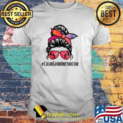Womens Color Guard Instructor messy bun Marching Band School T-Shirt