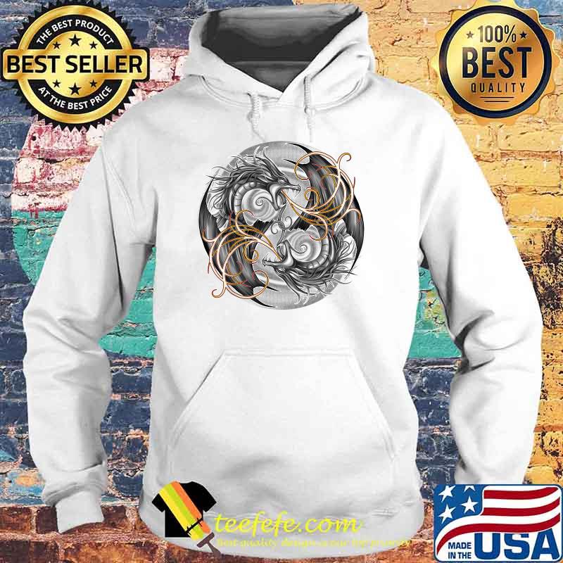 Ying-Yang Orange Fire Breathing Chinese Dragon Balance T-Shirt Hoodie Ying-Yang Orange Fire Breathing Chinese Dragon Balance T-Shirt Hoodie