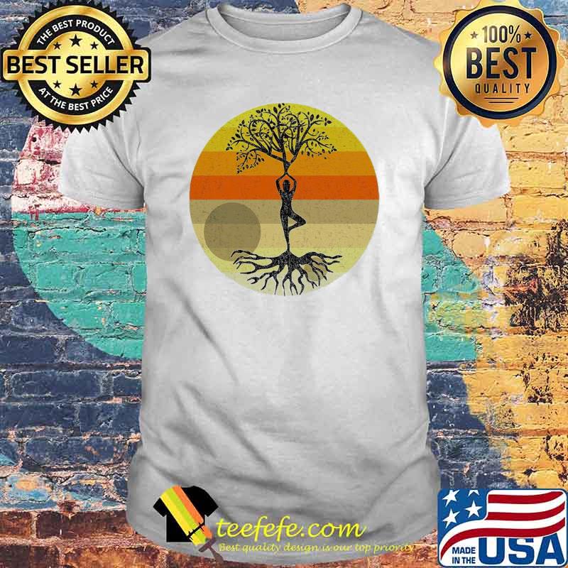 Yoga tree of life retro sunset shirt