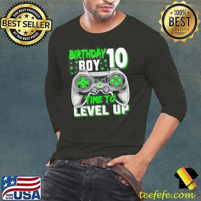 10th Birthday Boy Ten Time To Old Level Up Video Gamer Shirt