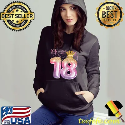 18th Birthday Gift Girls Pink Balloons Crown Eighteen Raglan Baseball T-shirt