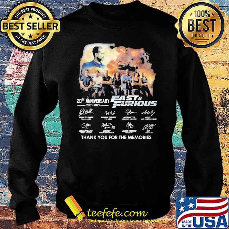 20th Anniversary Fast And Furious Thank You For The Memories Signature Shirt Sweater 20th Anniversary Fast And Furious Thank You For The Memories Signature Shirt Sweater