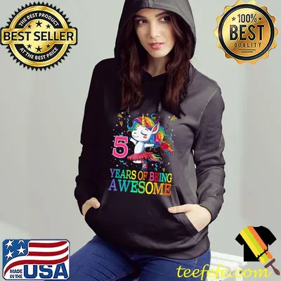 5 Years Of Being Awesome Unicorn Birthday Premium T-Shirt