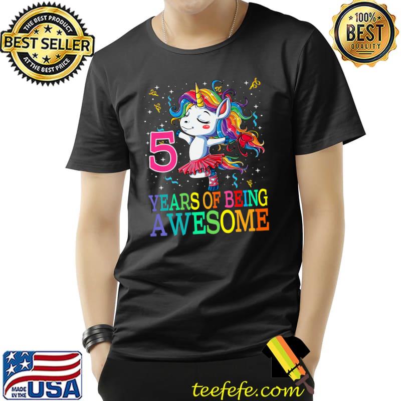 5 Years Of Being Awesome Unicorn Birthday Premium T-Shirt Unisex 5 Years Of Being Awesome Unicorn Birthday Premium T-Shirt Unisex