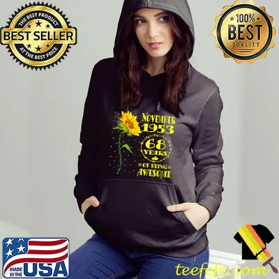 68th Birthday 68 Year Old Woman Born November 1953 Sunflower T-Shirt
