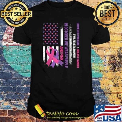 American Flag Breast Cancer And Domestic Violence Awareness T-Shirt