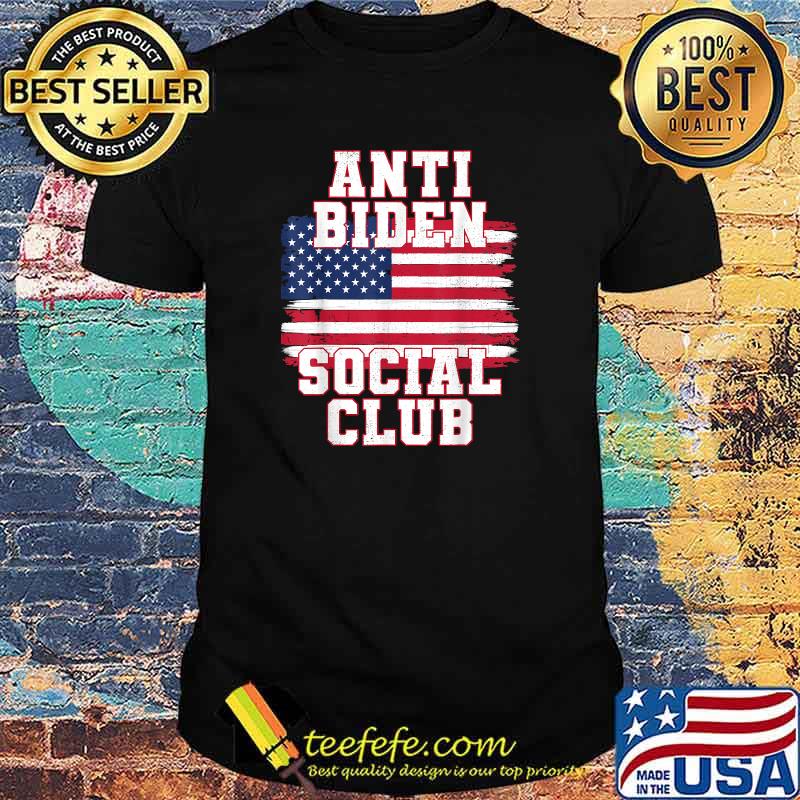 Anti Biden Social Club American Flag Retro Vintage T-Shirt