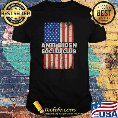 Anti Biden Social Club Distressed American Flag T-Shirt