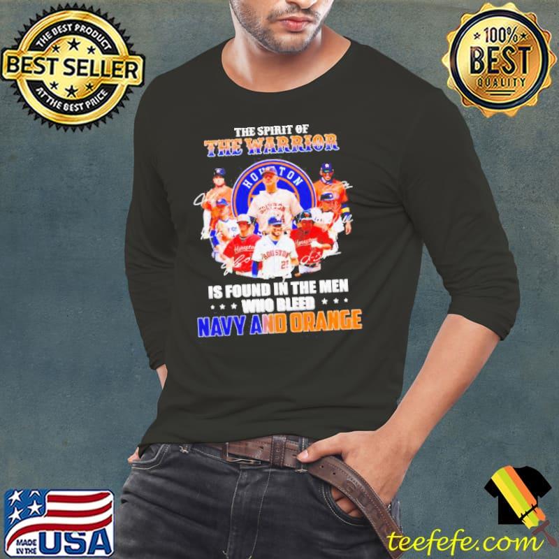 Astros The Spirit Of The Warrior Is Found In The Men Navy And Orange Shirt