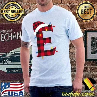 Awesome Letter E Initial Name Buffalo Plaid Christmas Pajama T-Shirt