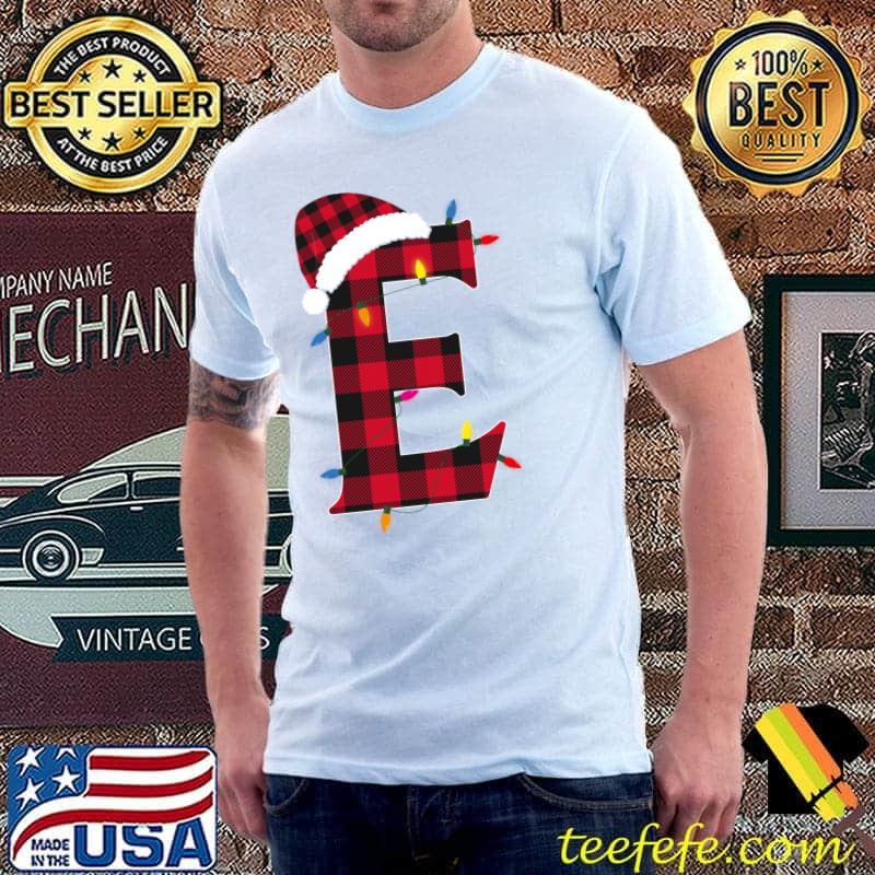 Awesome Letter E Initial Name Buffalo Plaid Christmas Pajama T-Shirt