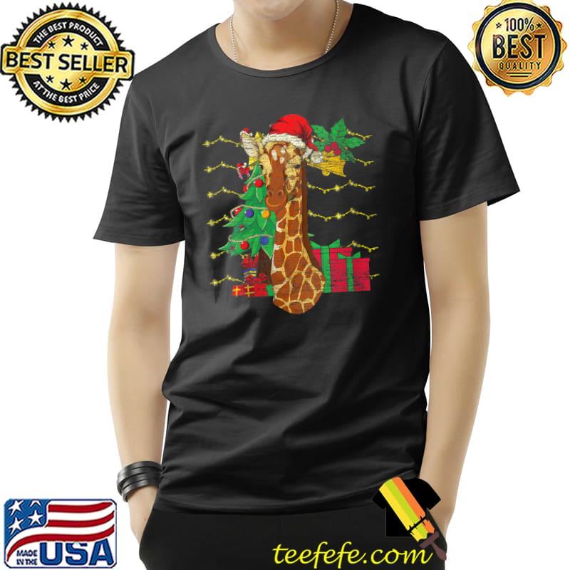 Awesome merry Christmas Africa Animal Santa Claus Hat Xmas Giraffe T-Shirt Unisex Awesome merry Christmas Africa Animal Santa Claus Hat Xmas Giraffe T-Shirt Unisex