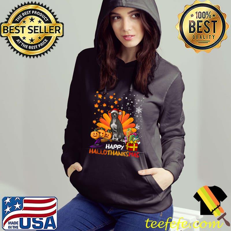 Awesome pitbull Lover Halloween Christmas Happy Hallothanksmas T-Shirt Awesome pitbull Lover Halloween Christmas Happy Hallothanksmas T-Shirt