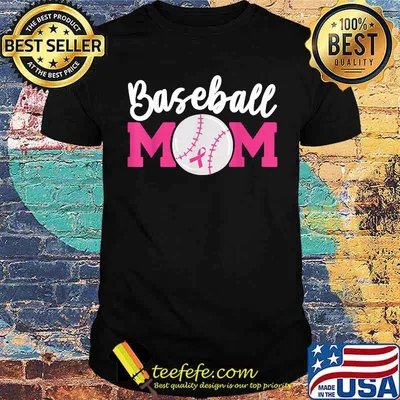 Baseball Mom Pink Ribbon Breast Cancer Awareness T-Shirt