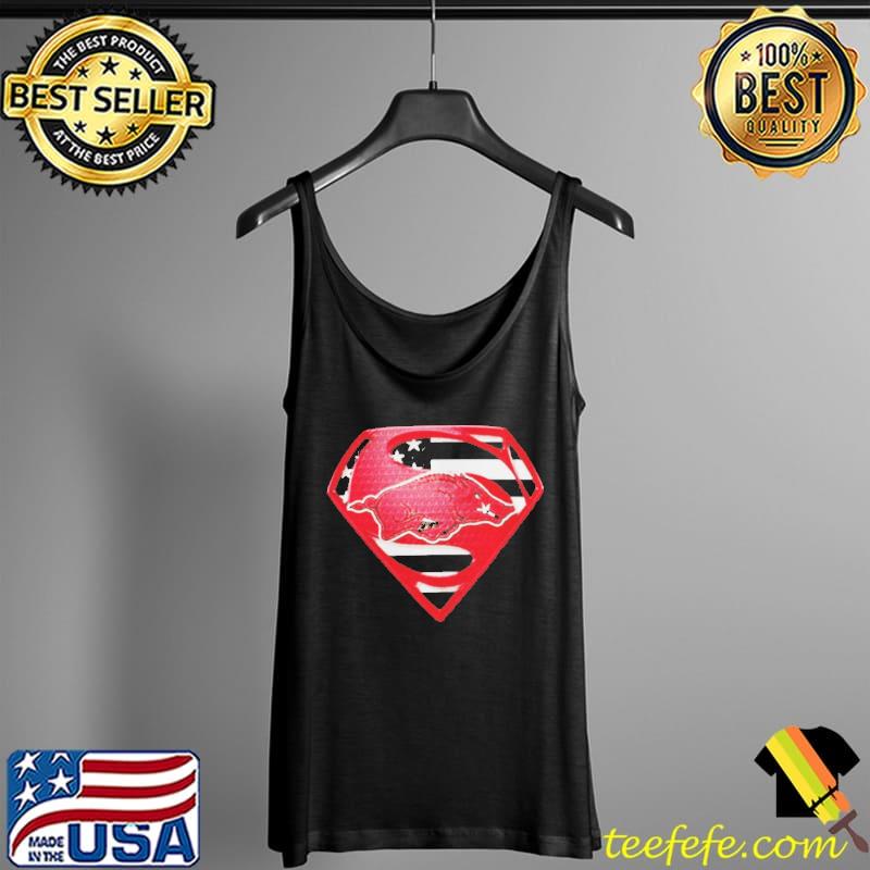 Best Arkansas Razorback Superman America Flag Shirt Tank Top Best Arkansas Razorback Superman America Flag Shirt Tank Top