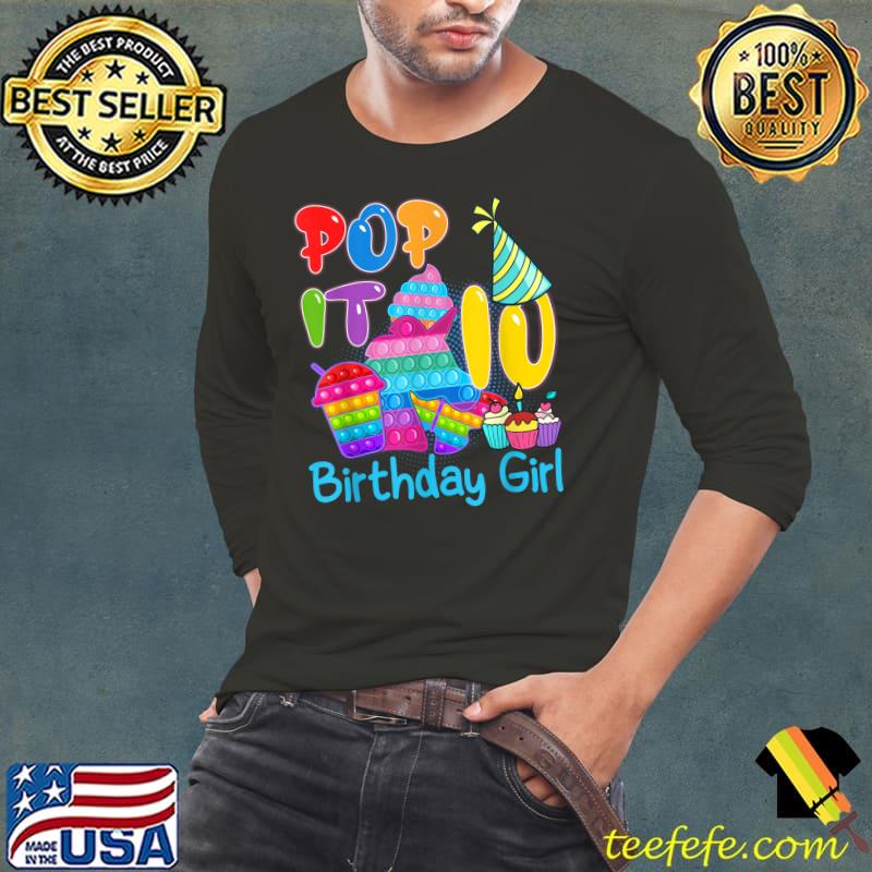 Birthday Girl Pop It 10 Years Old Unicorn 10th Birthday T-Shirt