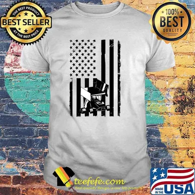 Black and White American Flag Kart Racing T-Shirt