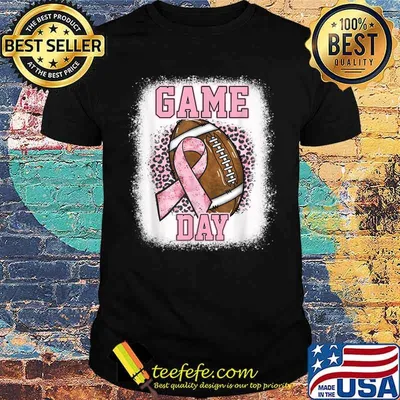 Bleached Football Game Day Pink Ribbon Breast Cancer T-Shirt