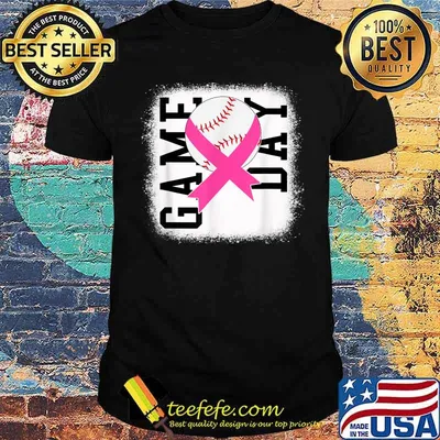 Bleached Game Day - Breast Cancer Awareness Pink Baseball T-Shirt