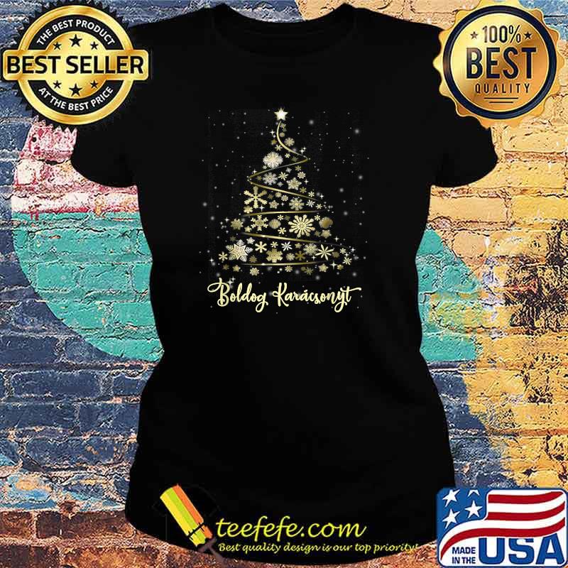 Boldog Karacsonyt Hungarian Christmas Tree Merry Xmas T-Shirt Ladies tee Boldog Karacsonyt Hungarian Christmas Tree Merry Xmas T-Shirt Ladies tee