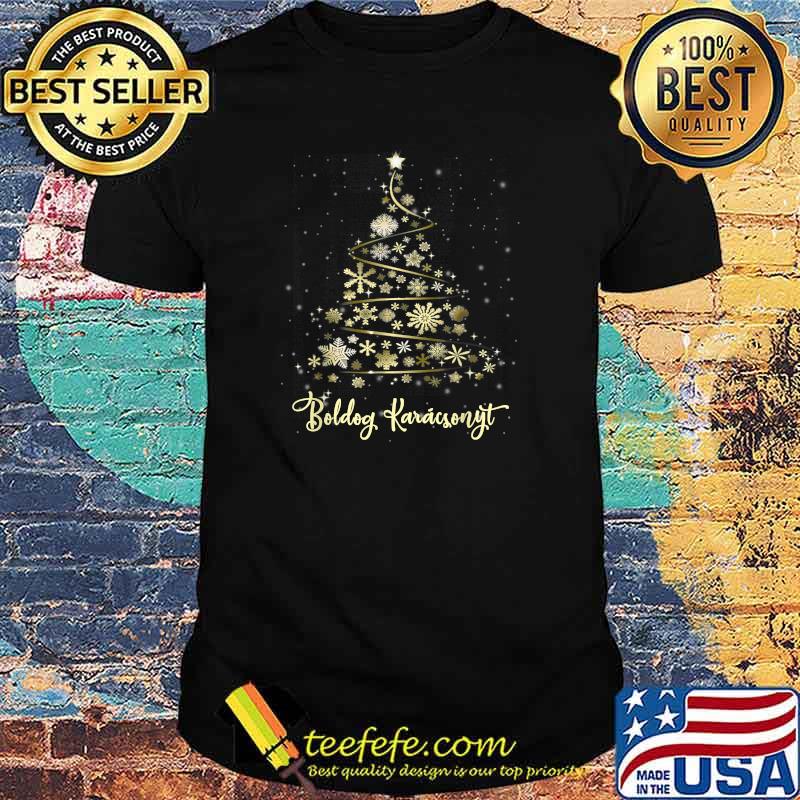 Boldog Karacsonyt Hungarian Christmas Tree Merry Xmas T-Shirt