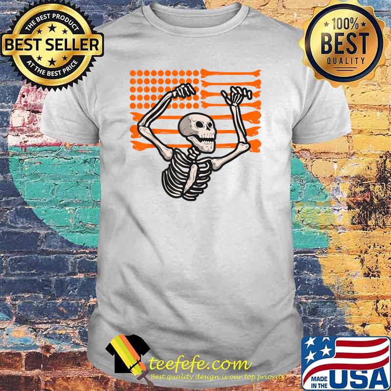 Bones and Pumpkins American Flag Skeleton Halloween Costume T-Shirt