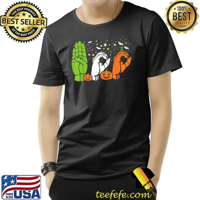 Boo Hands American Sign Language ASL Pumpkin Halloween T-Shirt
