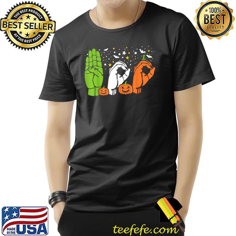 Boo Hands American Sign Language ASL Pumpkin Halloween T-Shirt Boo Hands American Sign Language ASL Pumpkin Halloween T-Shirt