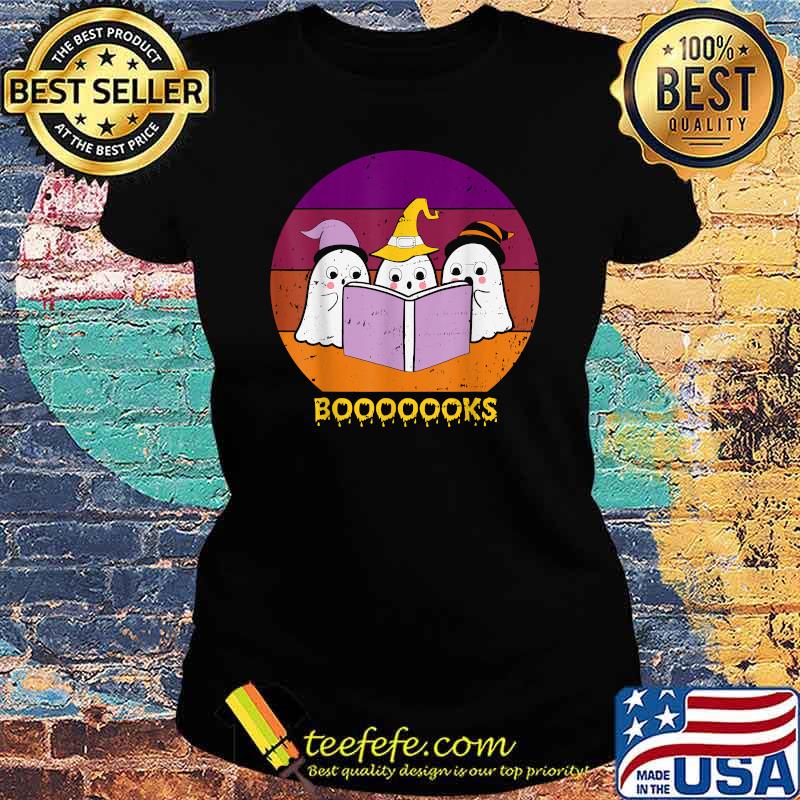 Booooks Ghost 2021 Halloween ghost reading books vintage T-Shirt Ladies tee Booooks Ghost 2021 Halloween ghost reading books vintage T-Shirt Ladies tee