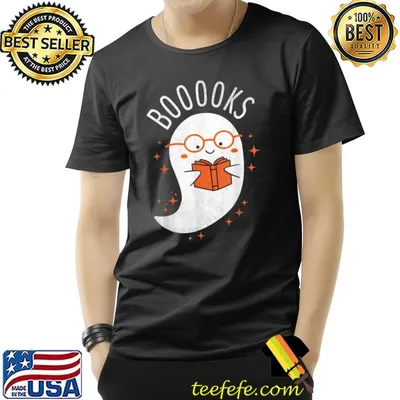 Booooks Ghost Halloween Teacher Book Library Reading T-Shirt
