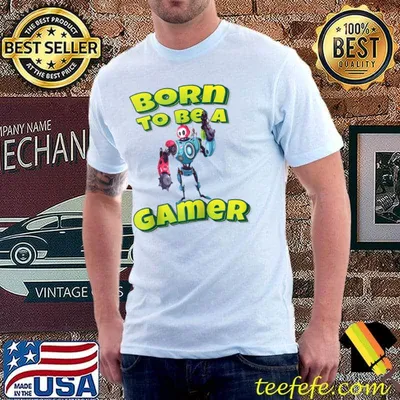 Born To Be A Gamer Modern Robot With Weapon T-shirt