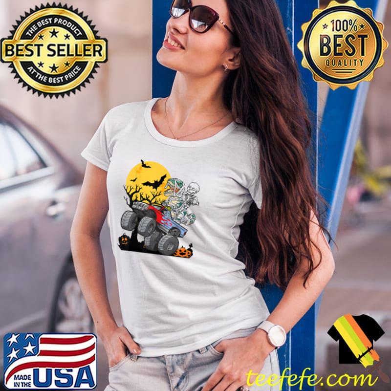 Boys Halloween Monster Truck Pumpkin Mummy Dinosaur T rex T-Shirt Ladies Tee Boys Halloween Monster Truck Pumpkin Mummy Dinosaur T rex T-Shirt Ladies Tee