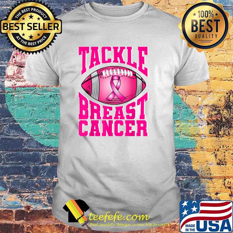 Breast Cancer Awareness Football Ribbon Tackle Breast Cancer T-Shirt