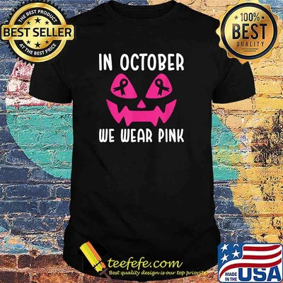 Breast Cancer Awareness In October We Wear Pink Pumpkin face T-Shirt