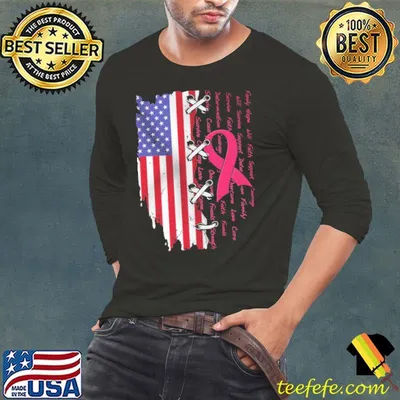 Breast Cancer Awareness The USA Flag Family Pink Ribbon shirt