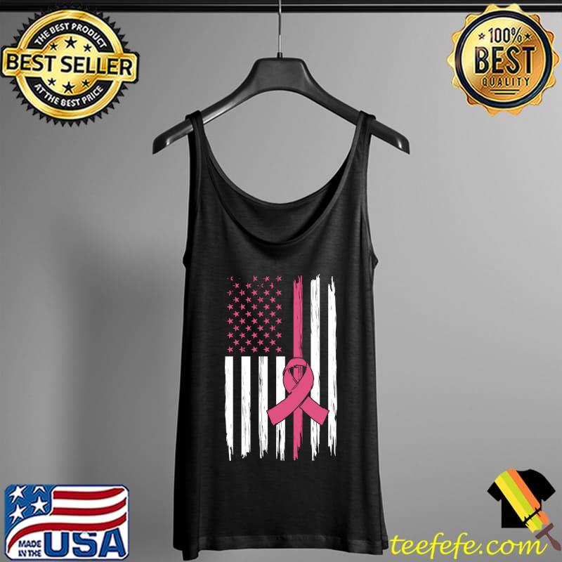 Breast Cancer Awareness Vintage American Flag Pink Ribbon T-Shirt Tank Top Breast Cancer Awareness Vintage American Flag Pink Ribbon T-Shirt Tank Top
