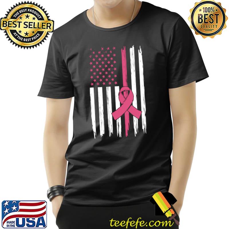 Breast Cancer Awareness Vintage American Flag Pink Ribbon T-Shirt Unisex Breast Cancer Awareness Vintage American Flag Pink Ribbon T-Shirt Unisex