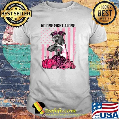 Breast Cancer October Pitbull Dog Pink Pumpkin American Flag T-shirt