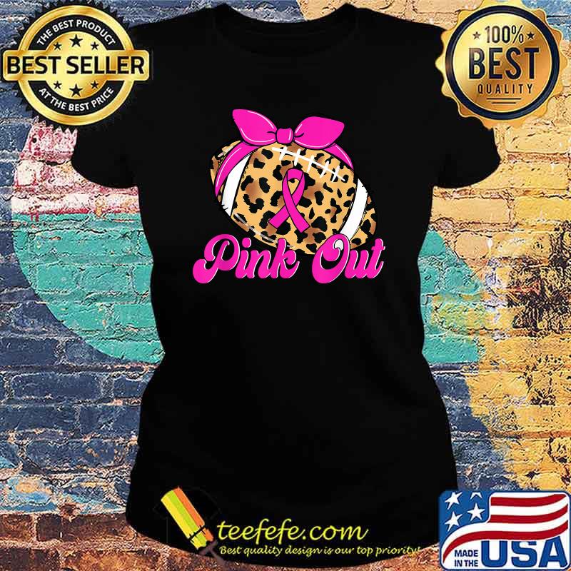Breast Cancer Ribbon Pink Out Football Pink Ribbon Leopard T-Shirt Ladies tee Breast Cancer Ribbon Pink Out Football Pink Ribbon Leopard T-Shirt Ladies tee