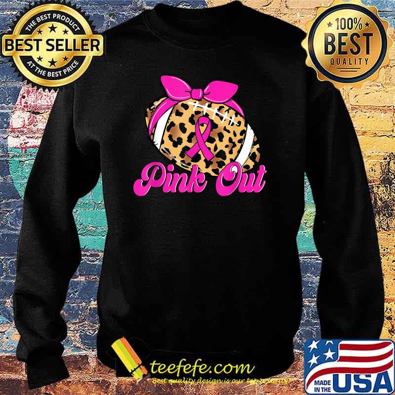 Breast Cancer Ribbon Pink Out Football Pink Ribbon Leopard T-Shirt Sweater Breast Cancer Ribbon Pink Out Football Pink Ribbon Leopard T-Shirt Sweater