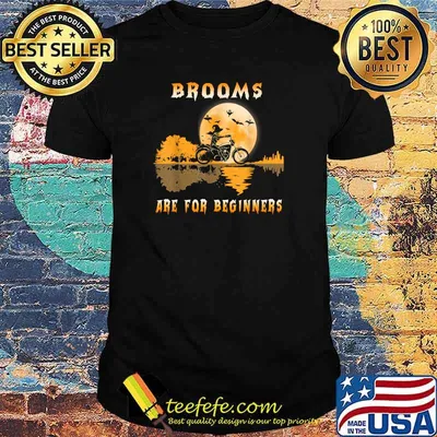 Brooms Are For Beginners Motorcycle Witch Halloween Biker T-Shirt